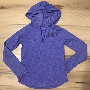 Girl’s Under Armour Heatgear Loose Hooded Long Sleeve Purple Quarter Zip